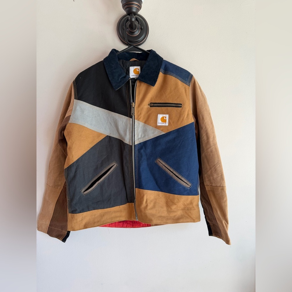 Carhartt Men's Colorblock Canvas Bomber Jacket - Brown/Navy/Black/Gray